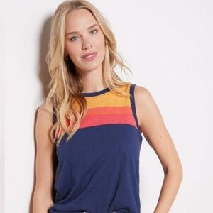 Evereve Striped Retro Muscle Tank Top cotton/modal blend size XS